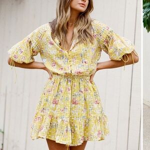 Sabo Skirt Anouk Dress | Yellow Floral